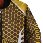 custom wyoming cowboys hexagon grid brown bomber jacket best selling