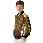 custom wyoming cowboys hexagon grid brown bomber jacket best selling