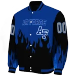 customized air force falcons flame border blue black varsity jacket best selling.webp