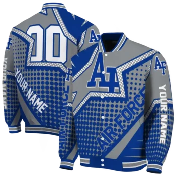 customized air force falcons star burst blue varsity jacket fashion forward.webp