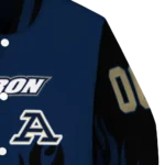 customized akron zips flame border blue black varsity jacket best selling.webp