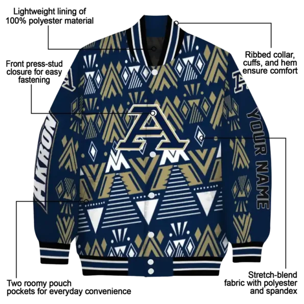 customized akron zips pyramid shapes blue varsity jacket new arrival.webp