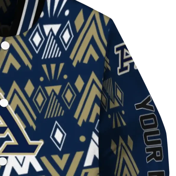 customized akron zips pyramid shapes blue varsity jacket premium grade.webp