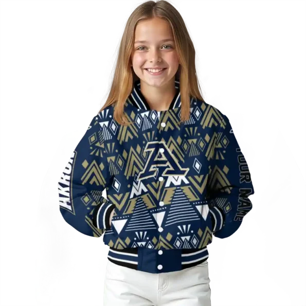 customized akron zips pyramid shapes blue varsity jacket top rated.webp
