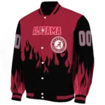 customized alabama crimson tide flame border crimson black varsity jacket best selling.webp
