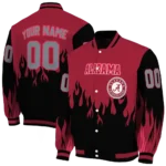 customized alabama crimson tide flame border crimson black varsity jacket best selling.webp