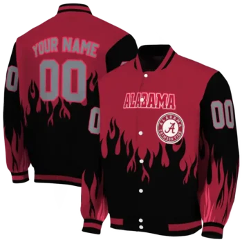 customized alabama crimson tide flame border crimson black varsity jacket fashion forward.webp