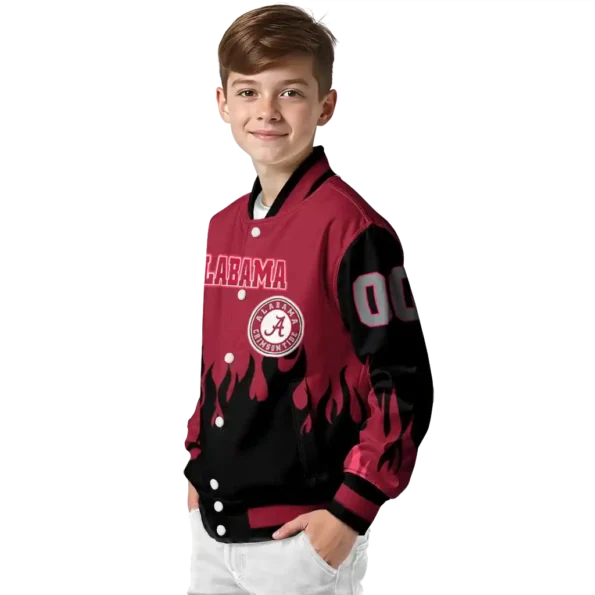 customized alabama crimson tide flame border crimson black varsity jacket trendy.webp