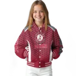 customized alabama crimson tide hexagon grid crimson varsity jacket best selling.webp