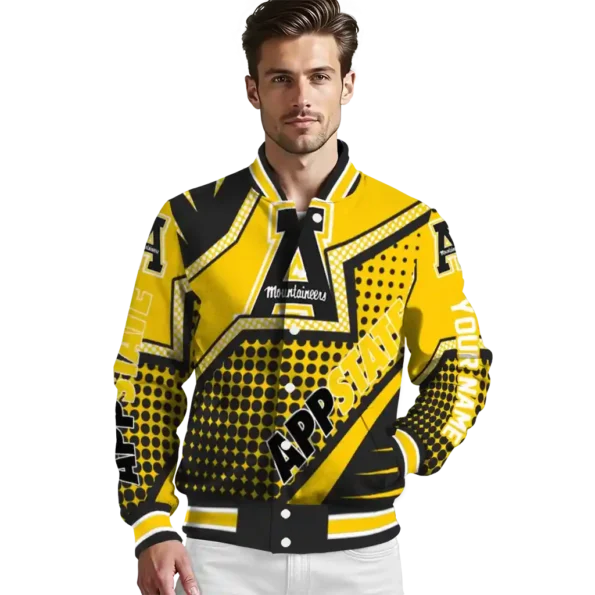 customized appalachian state mountaineers star burst black varsity jacket high quality.webp