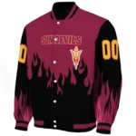 customized arizona state sun devils flame border maroon black varsity jacket best selling.webp