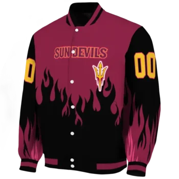 customized arizona state sun devils flame border maroon black varsity jacket best selling.webp