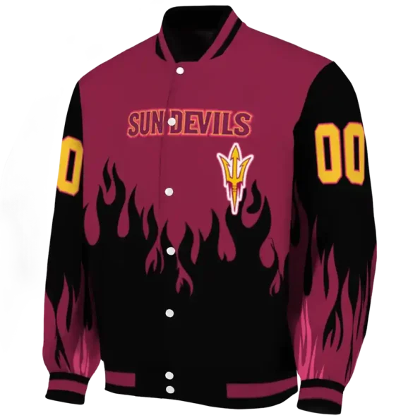 customized arizona state sun devils flame border maroon black varsity jacket best selling.webp