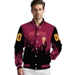 customized arizona state sun devils flame border maroon black varsity jacket best selling.webp
