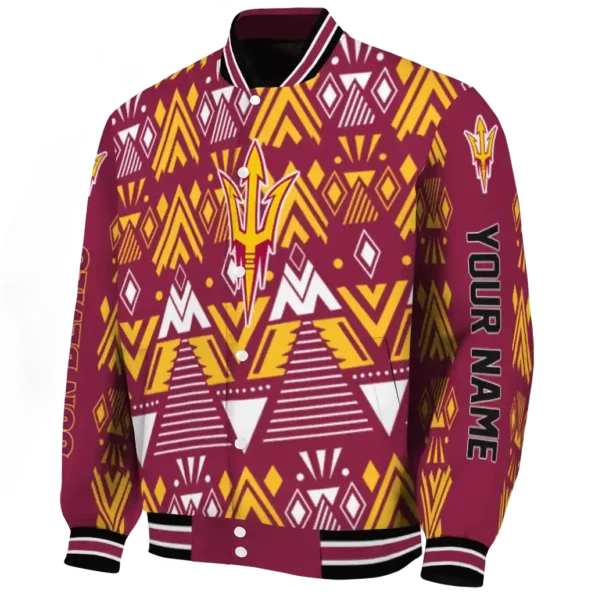customized arizona state sun devils pyramid shapes maroon varsity jacket best selling.webp