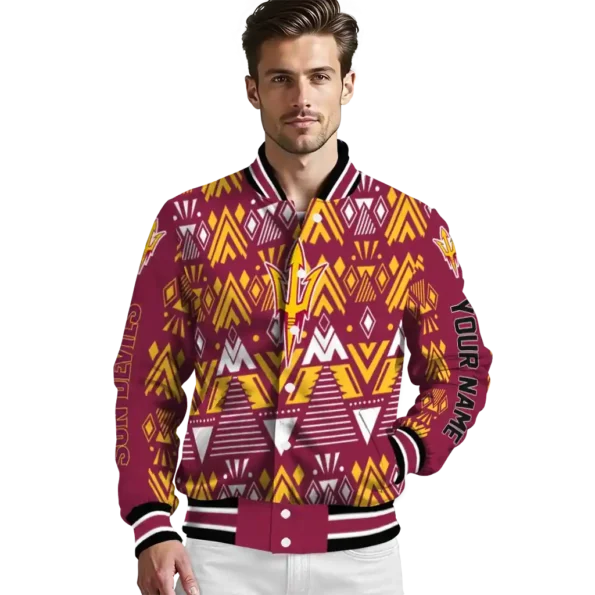 customized arizona state sun devils pyramid shapes maroon varsity jacket high quality.webp