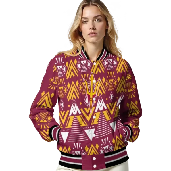 customized arizona state sun devils pyramid shapes maroon varsity jacket latest model.webp