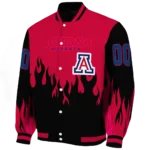 customized arizona wildcats flame border red black varsity jacket best selling.webp