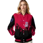 customized arizona wildcats flame border red black varsity jacket best selling.webp
