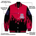 customized arizona wildcats flame border red black varsity jacket best selling.webp