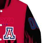 customized arizona wildcats flame border red black varsity jacket best selling.webp