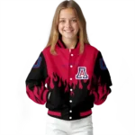 customized arizona wildcats flame border red black varsity jacket best selling.webp