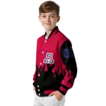 customized arizona wildcats flame border red black varsity jacket best selling.webp