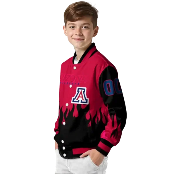 customized arizona wildcats flame border red black varsity jacket trendy.webp