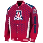 customized arizona wildcats hexagon grid red varsity jacket best selling.webp