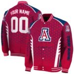 customized arizona wildcats hexagon grid red varsity jacket best selling.webp