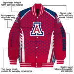 customized arizona wildcats hexagon grid red varsity jacket best selling.webp