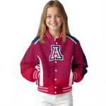 customized arizona wildcats hexagon grid red varsity jacket best selling.webp