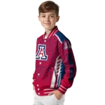 customized arizona wildcats hexagon grid red varsity jacket best selling.webp
