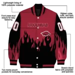 customized arkansas razorbacks flame border red black varsity jacket best selling.webp