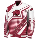 customized arkansas razorbacks star burst red varsity jacket best selling.webp