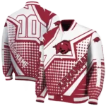 customized arkansas razorbacks star burst red varsity jacket best selling.webp