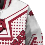 customized arkansas razorbacks star burst red varsity jacket best selling.webp