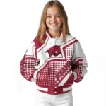 customized arkansas razorbacks star burst red varsity jacket best selling.webp