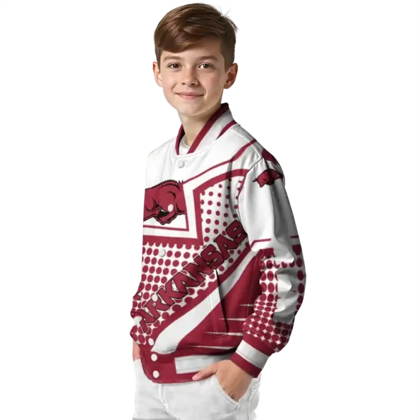 customized arkansas razorbacks star burst red varsity jacket trendy.webp