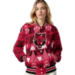 customized arkansas state red wolves pyramid shapes scarlet varsity jacket best selling.webp