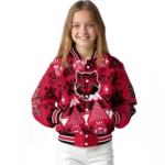 customized arkansas state red wolves pyramid shapes scarlet varsity jacket best selling.webp