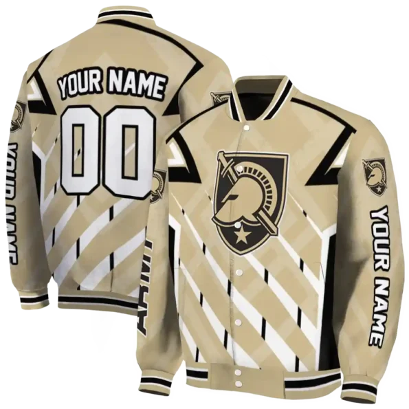 customized army black knights chevron angles gold varsity jacket fashion forward.webp