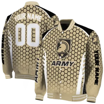 customized army black knights hexagon grid gold varsity jacket fashion forward.webp