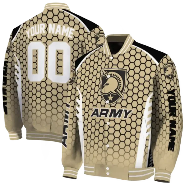 customized army black knights hexagon grid gold varsity jacket fashion forward.webp