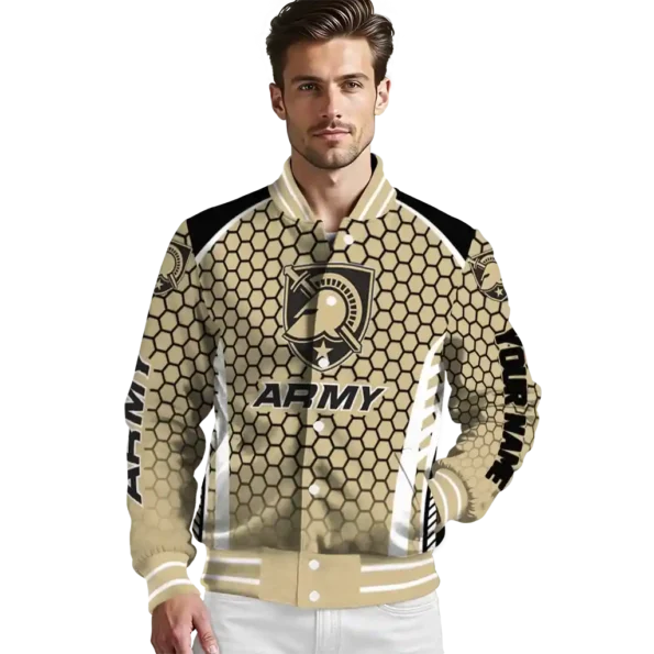 customized army black knights hexagon grid gold varsity jacket high quality.webp