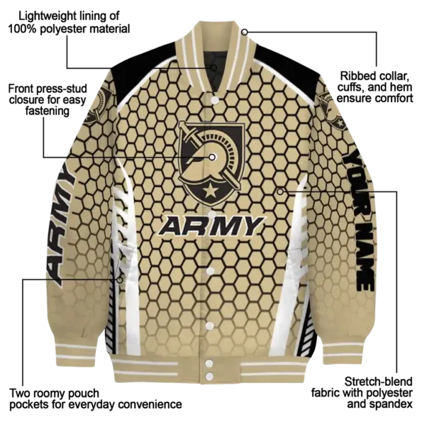customized army black knights hexagon grid gold varsity jacket new arrival.webp