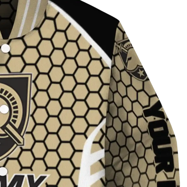 customized army black knights hexagon grid gold varsity jacket premium grade.webp
