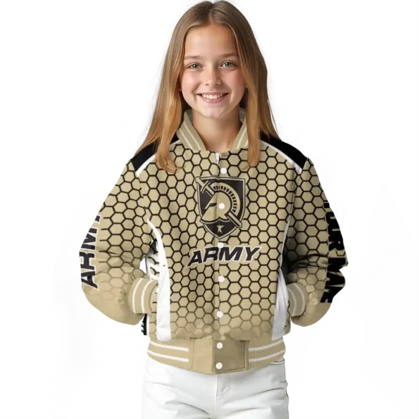 customized army black knights hexagon grid gold varsity jacket top rated.webp