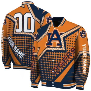 customized auburn tigers star burst navy blue varsity jacket fashion forward.webp