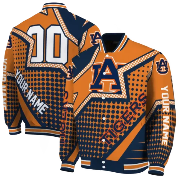 customized auburn tigers star burst navy blue varsity jacket fashion forward.webp
